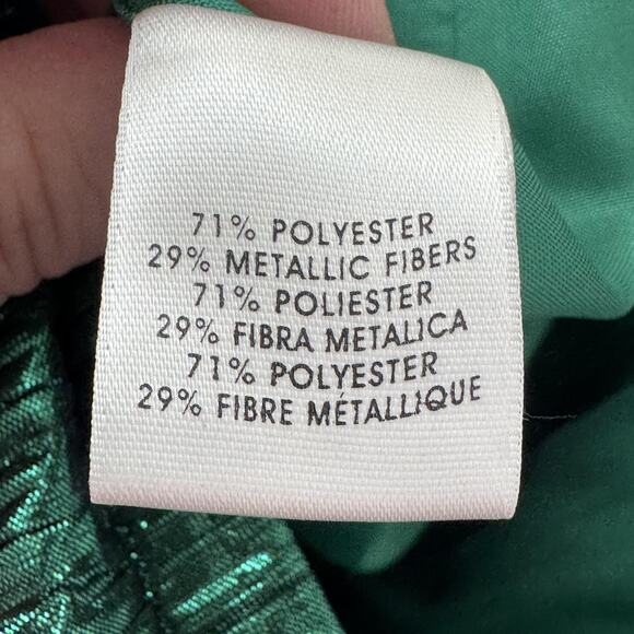 Worth New York Skirt Womens 6 Green Metallic Pleated Midi Made in USA Side Zip - Picture 4 of 9